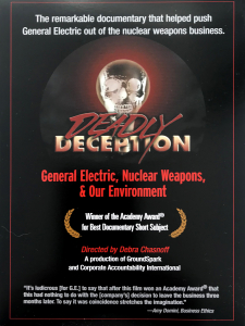 Poster showing a skull and title Deadly Deception, with text